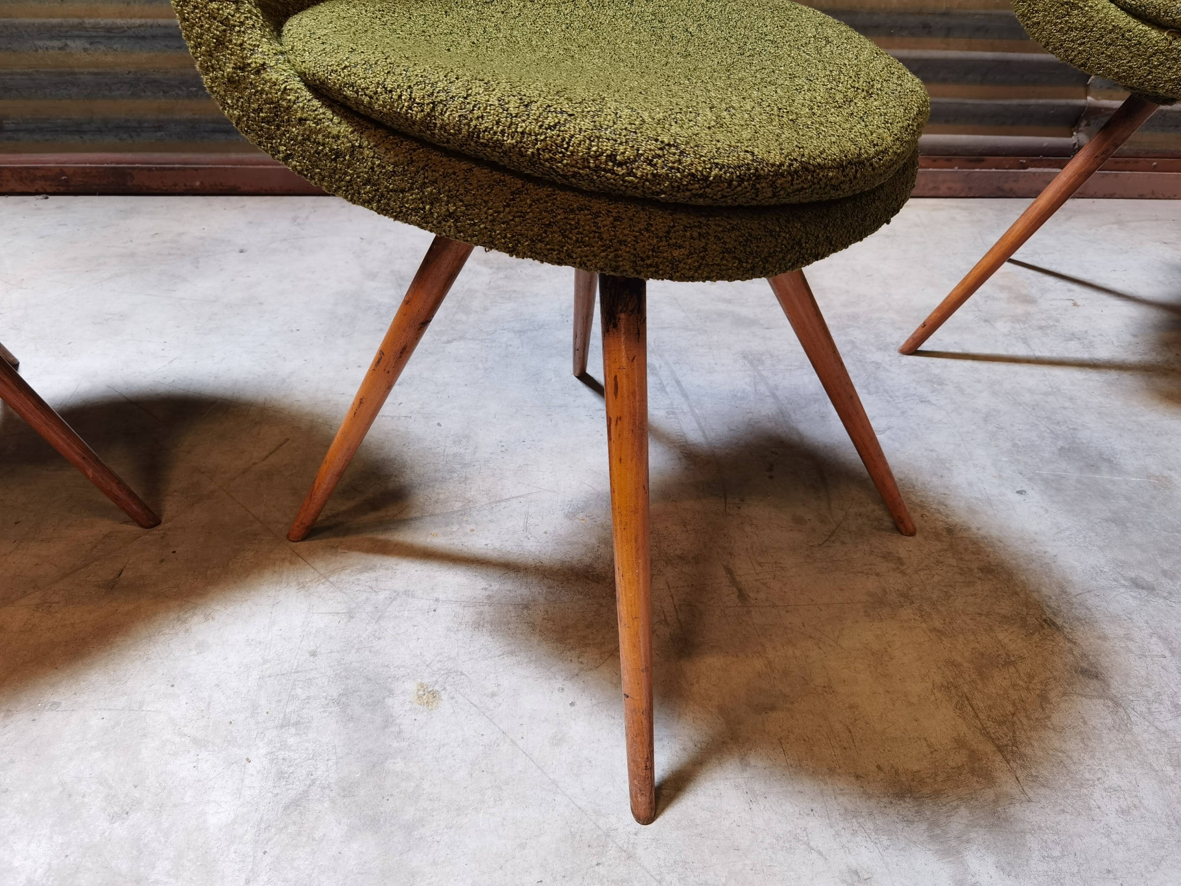 Suite of 4 chairs by Miroslav Navratil Wood resin and fabric Year 60