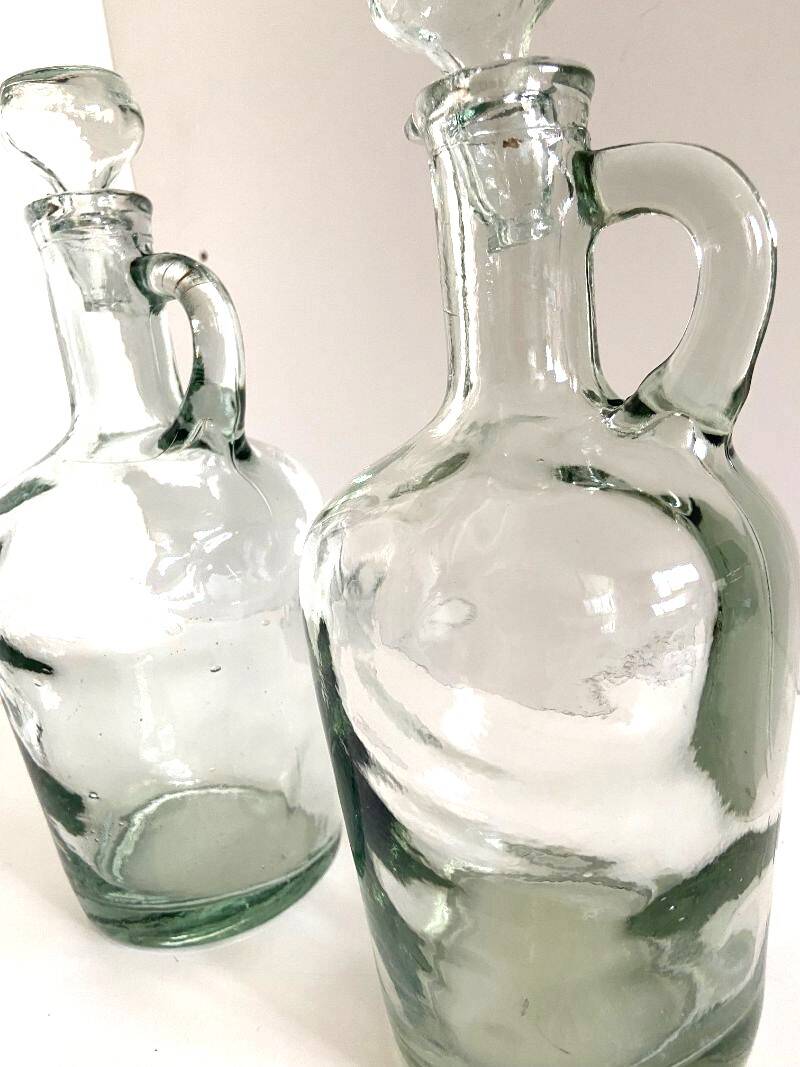 2 Vintage 70's Carafes Pourers Bottles Pitchers Olive Oil Vinegar Art