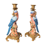 Pair of candle holders "Parrots"