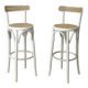 Paire de tabourets de bar bois et cannage