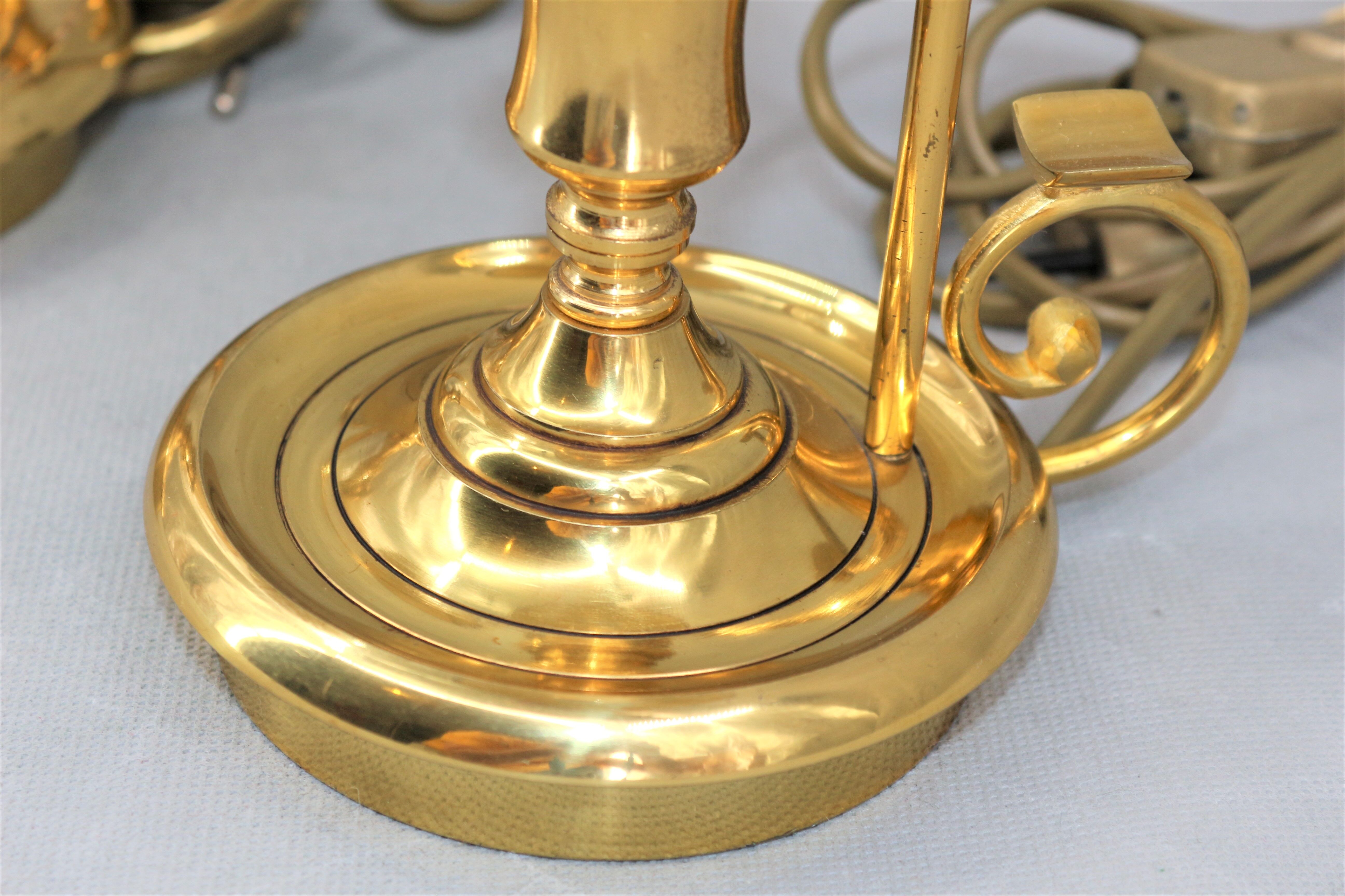 Pair of lamps bronze conical lampshade Lucien Gau