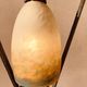 Art deco table lamp with hammered wrought iron base and tulip muller brothers lunéville signed