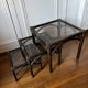 Bamboo and smoked glass nesting coffee tables