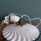 Adjustable "rise and fall" suspension, opaline and porcelain rise and fall