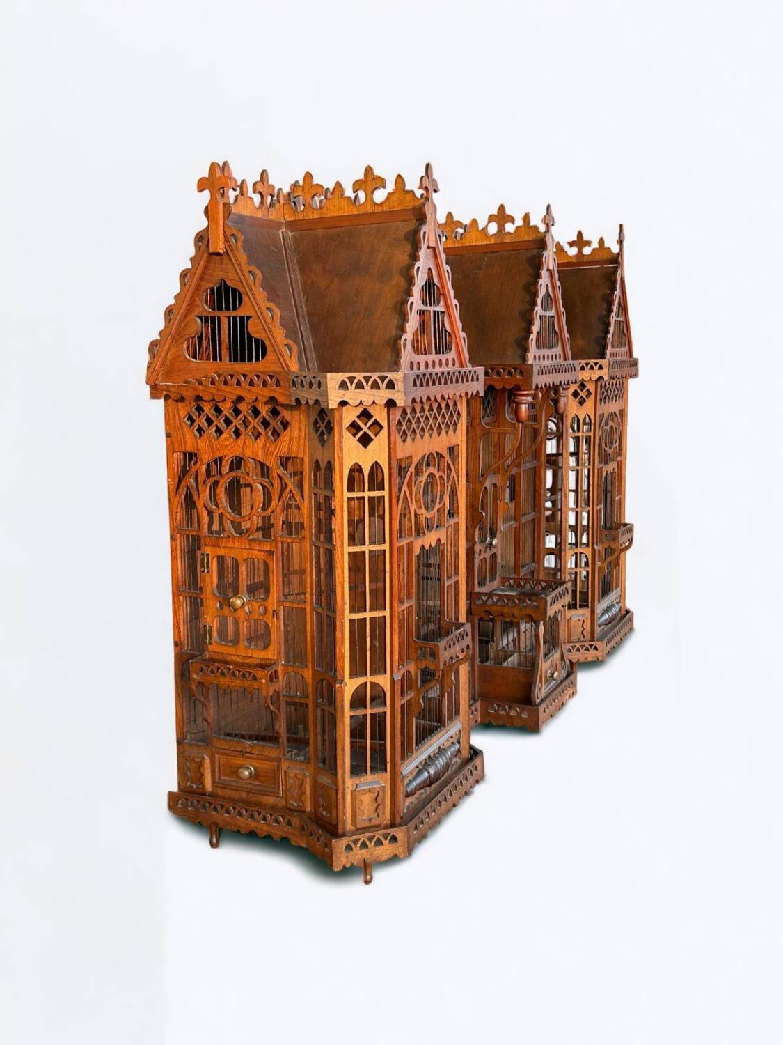 Important bird cage - aviary representing a house early 20th century l 158 cm