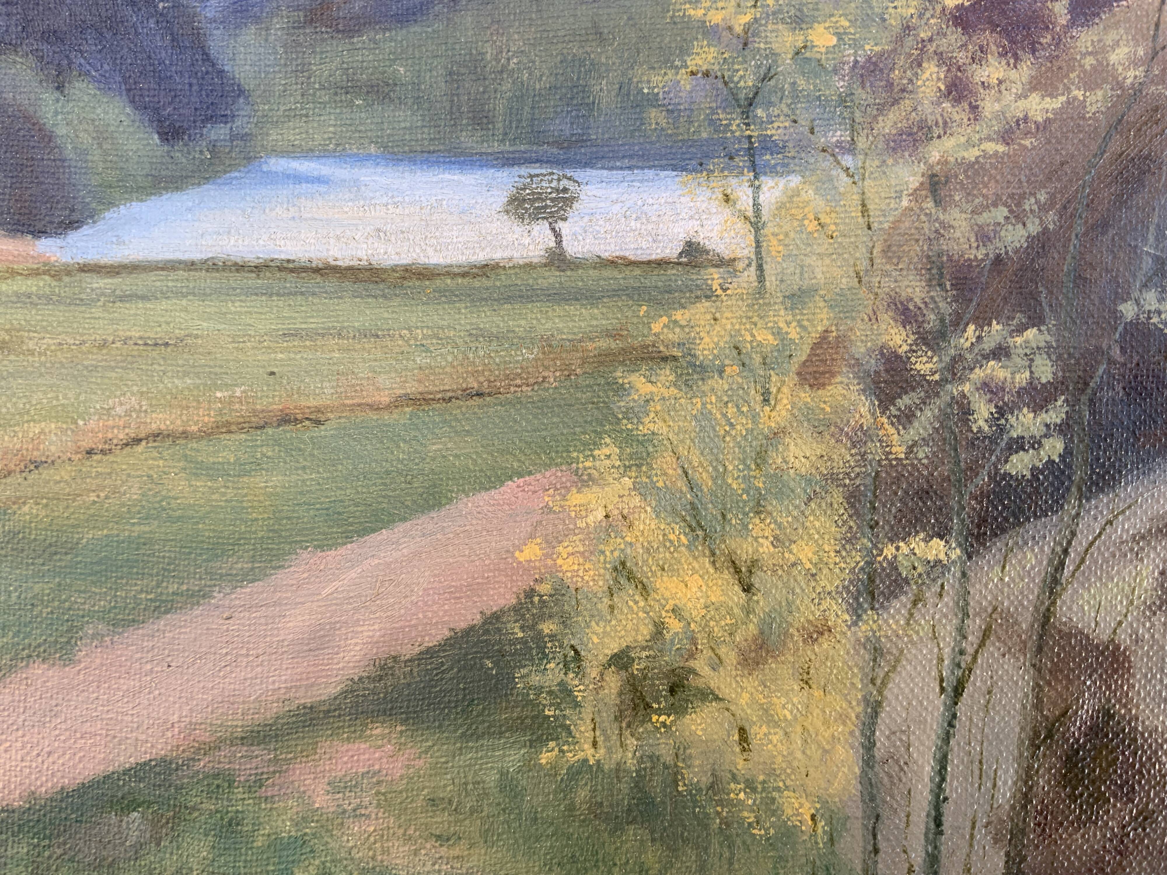 Small Vintage Oil Landscape signed by artist G. Carlson 1947