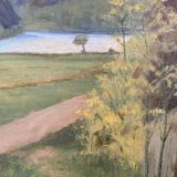 Small Vintage Oil Landscape signed by artist G. Carlson 1947