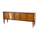 Midcentury Italian Sideboard In Walnut Root And Brass.