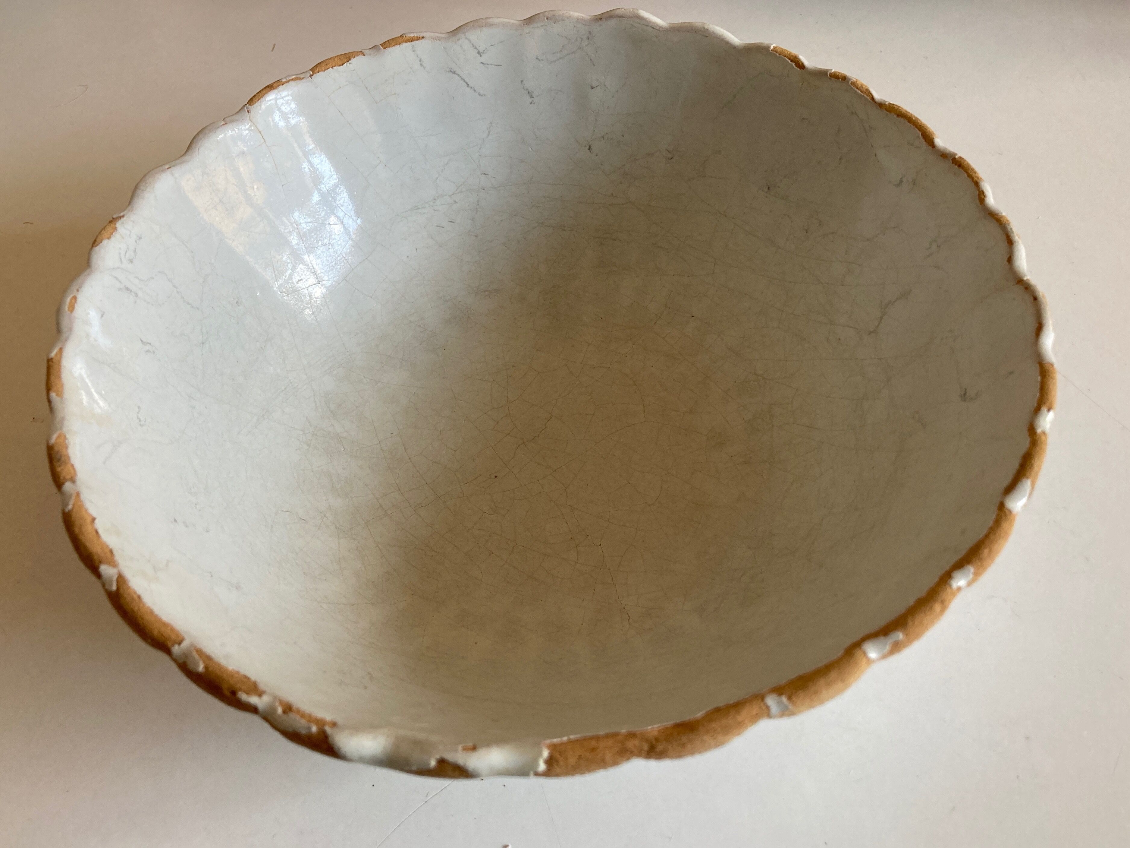 Enamelled earth godrons cup Vieux Moustiers 19th