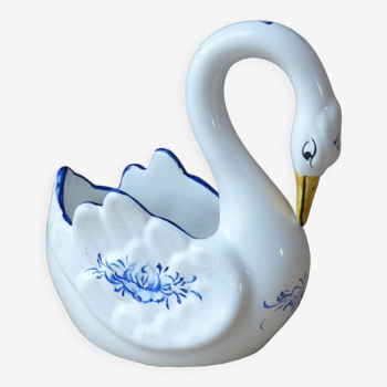 Cache hand-painted porcelain swan pot in portugal