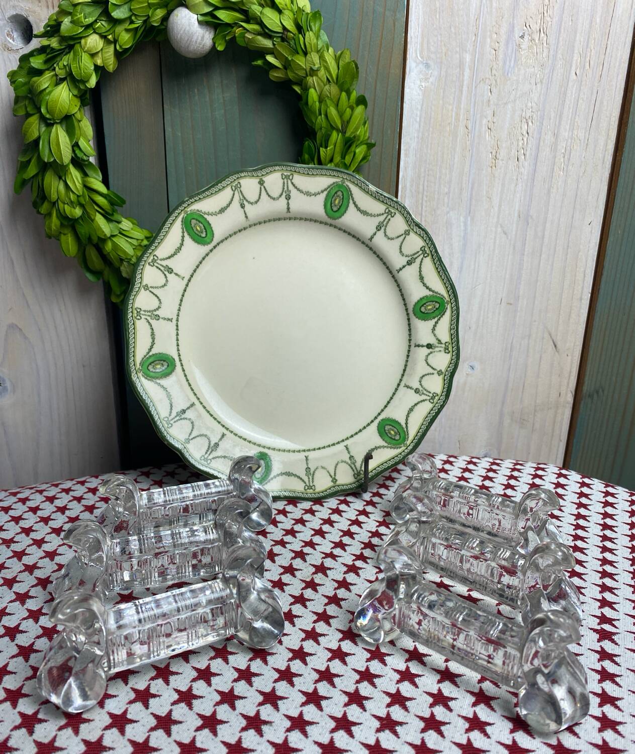 Lot de 6 porte-couteaux en verre moulé anciens