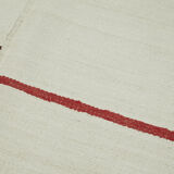 Hand-knotted turkish unique 1970s 138 cm x 260 cm beige hemp kilim carpet