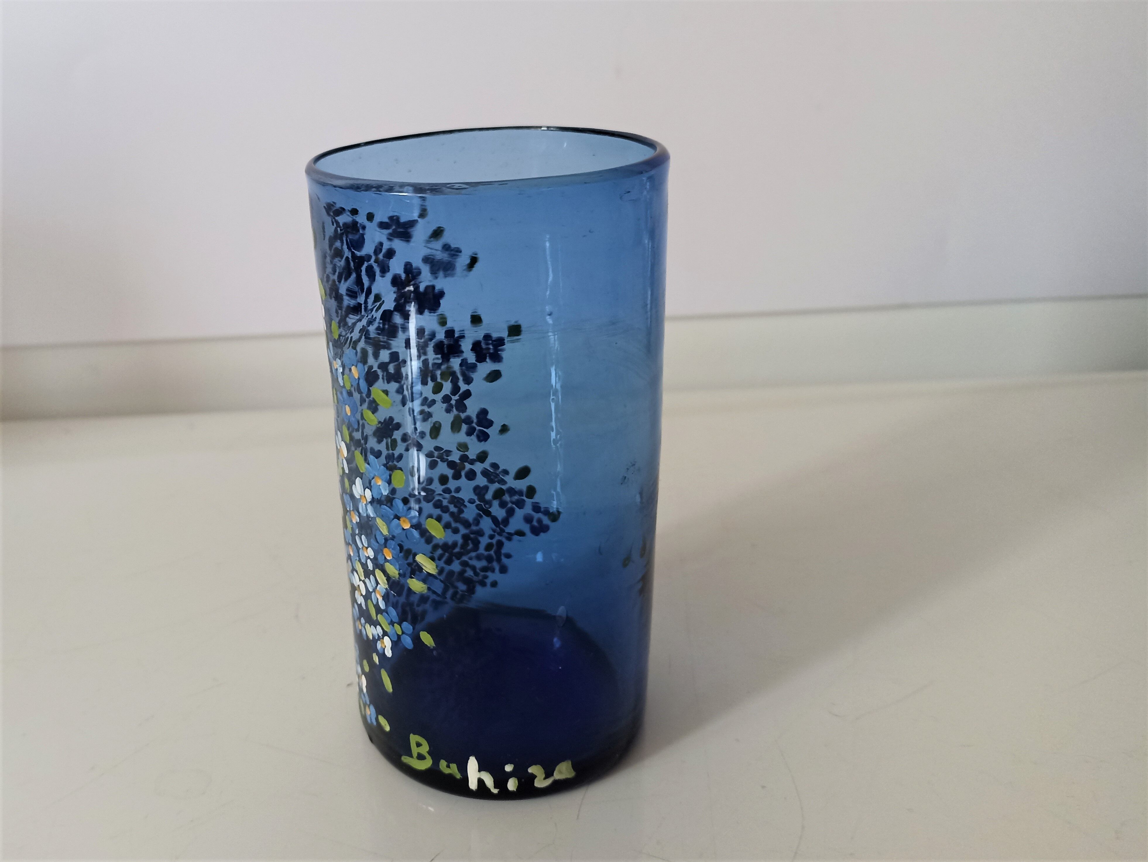 Vase verre soufflé peint à la main