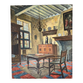 Intérieur d’une maison flamand, huile sur toile signée