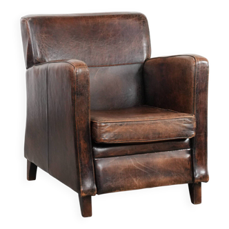 Sheepskin design armchair with beautiful deep colours and a timeless design
