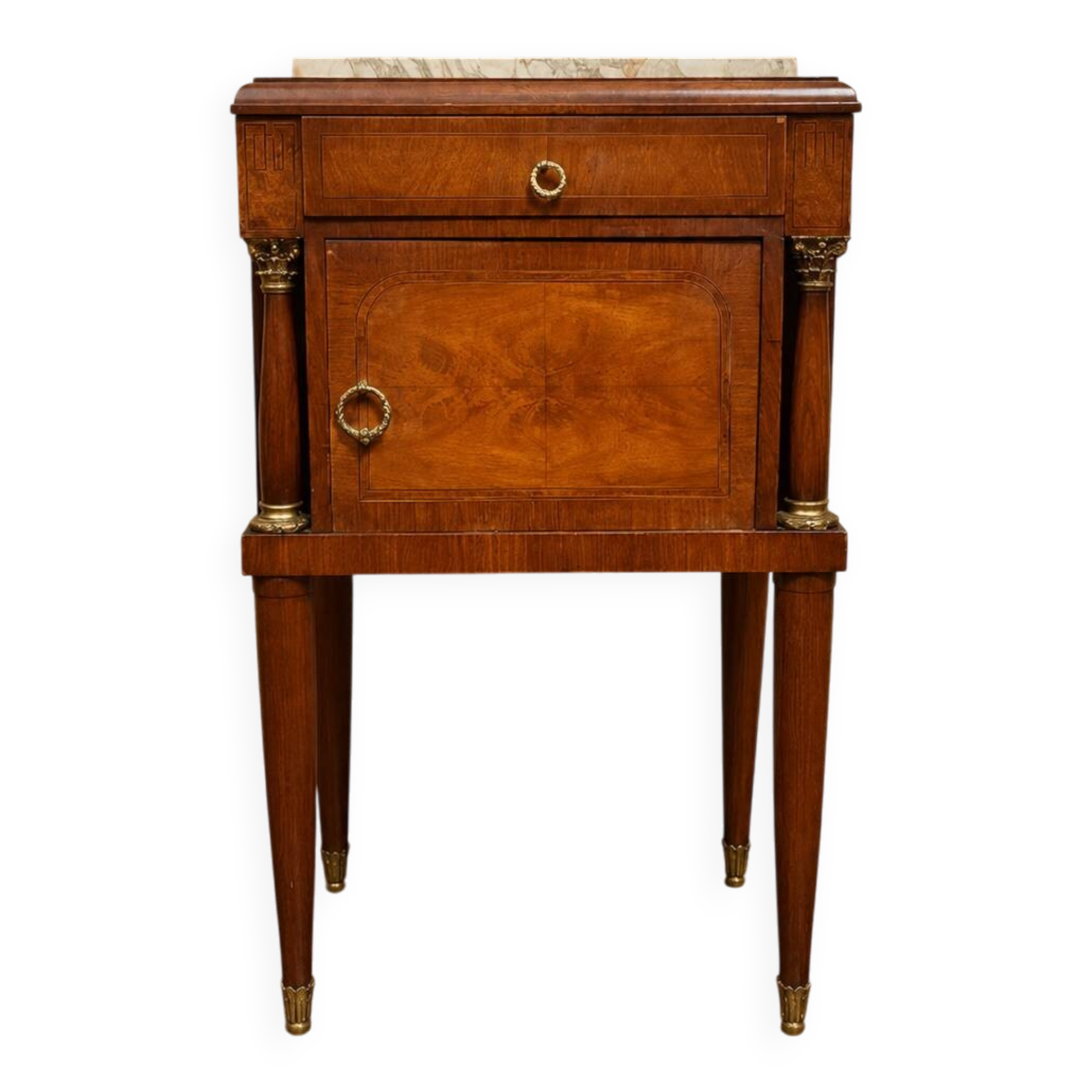 Empire-style bedside table in mahogany
