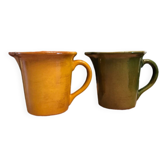 2 enameled ceramic pitcher