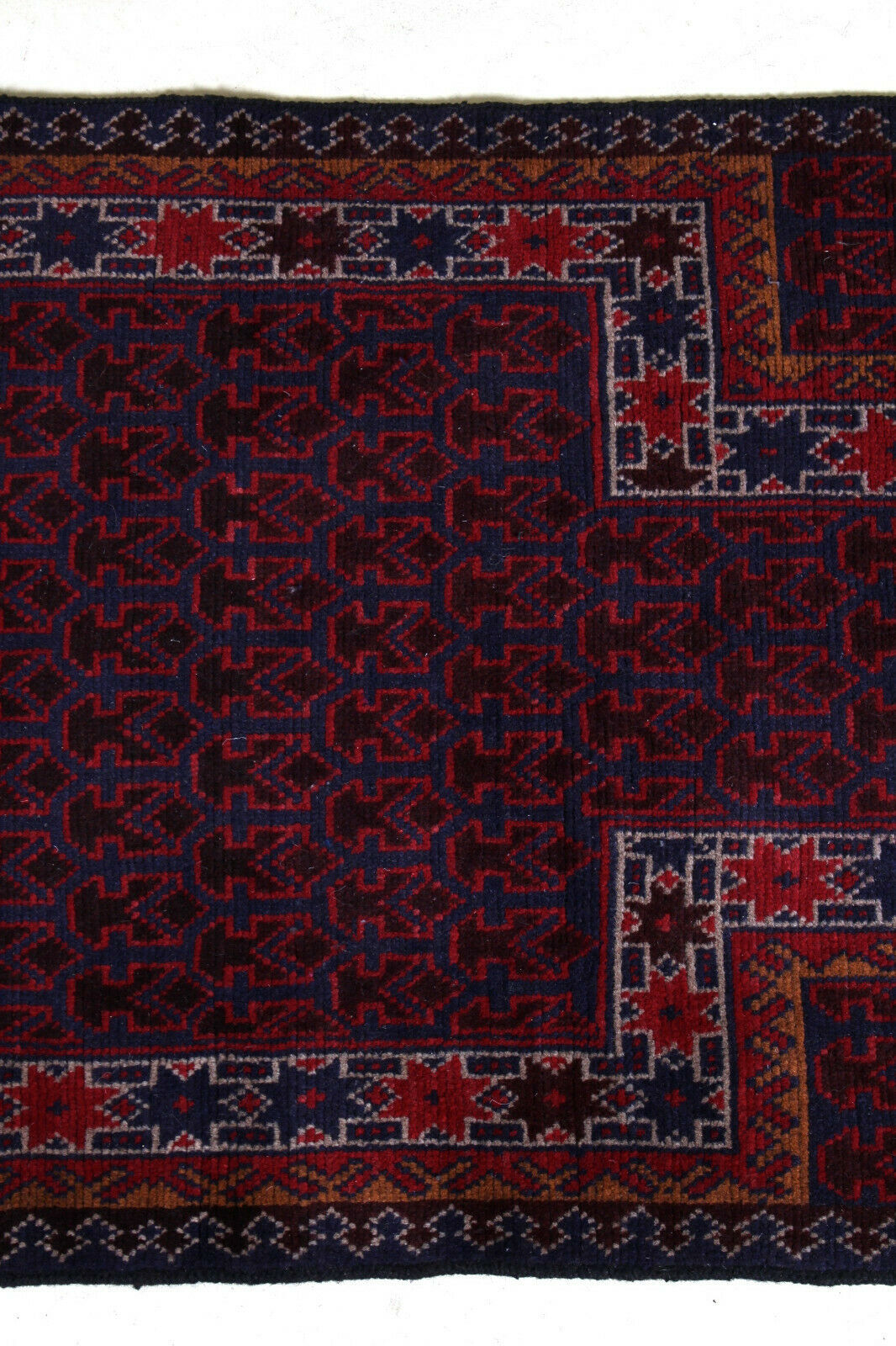 Gazak Afghan geometric pattern fringe rug 131x86cm