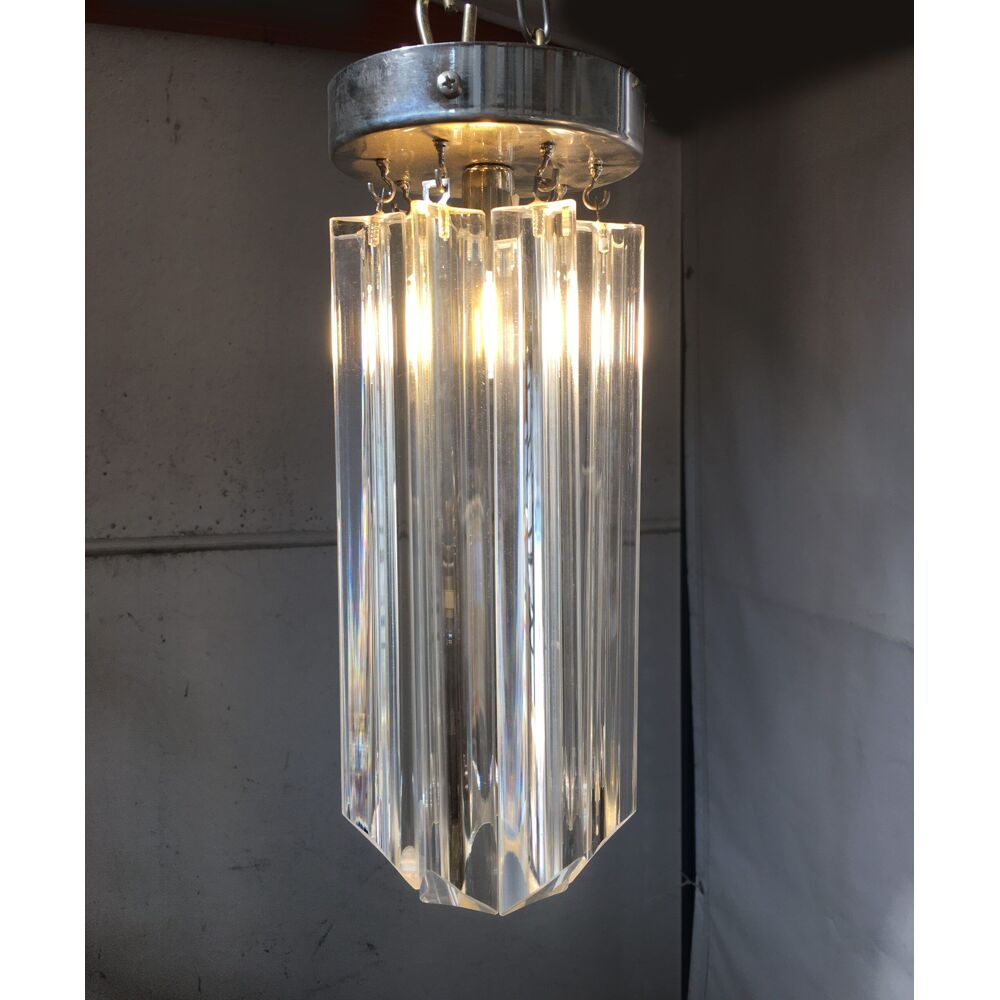 Clear “triedro” Murano glass flush mount