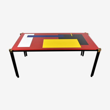 Table basse décor Mondrian 1960