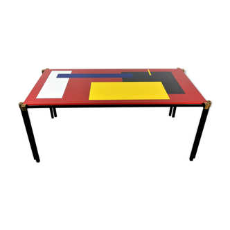 Table basse décor Mondrian 1960