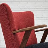 1960s, Danish design by Erhardsen & Andersen, reupholstered armchair, furniture wool, teak wood.