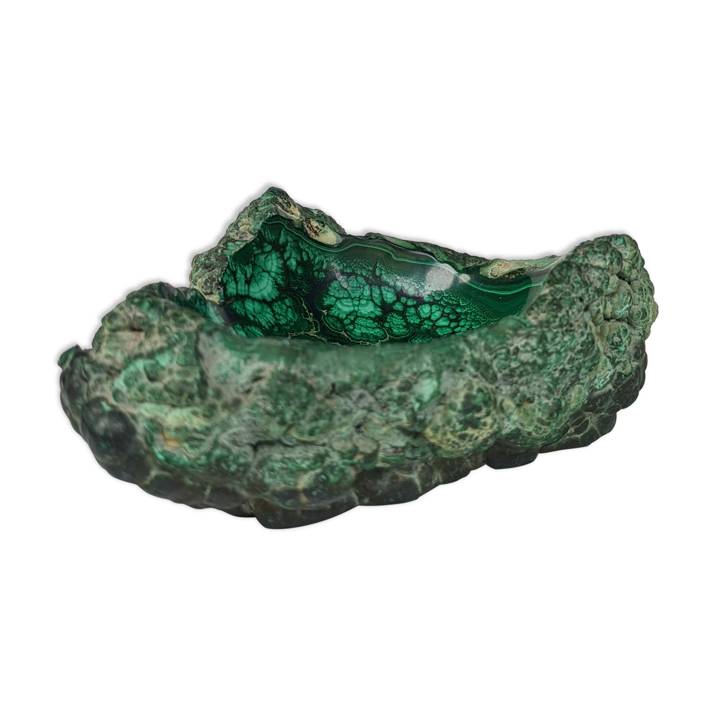 Raw malachite block cup