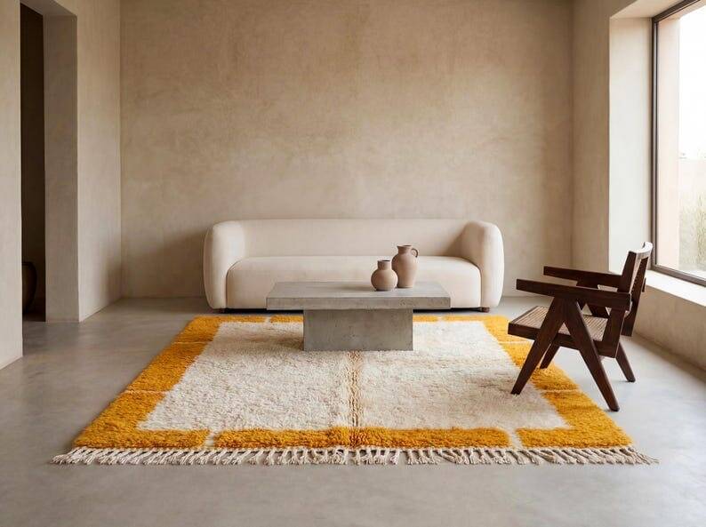 Traditional handmade pure wool Berber rug size 250x250 cm