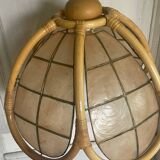 Vintage mother-of-pearl and rattan pendant light