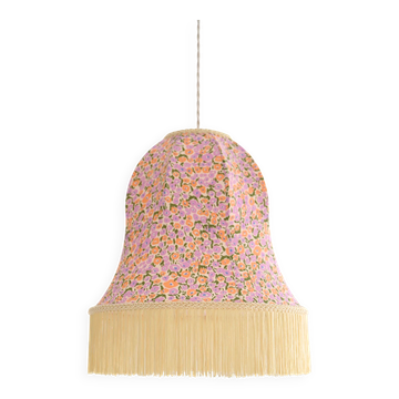 Suspension Armande forme "cloche" imprimée avec franges