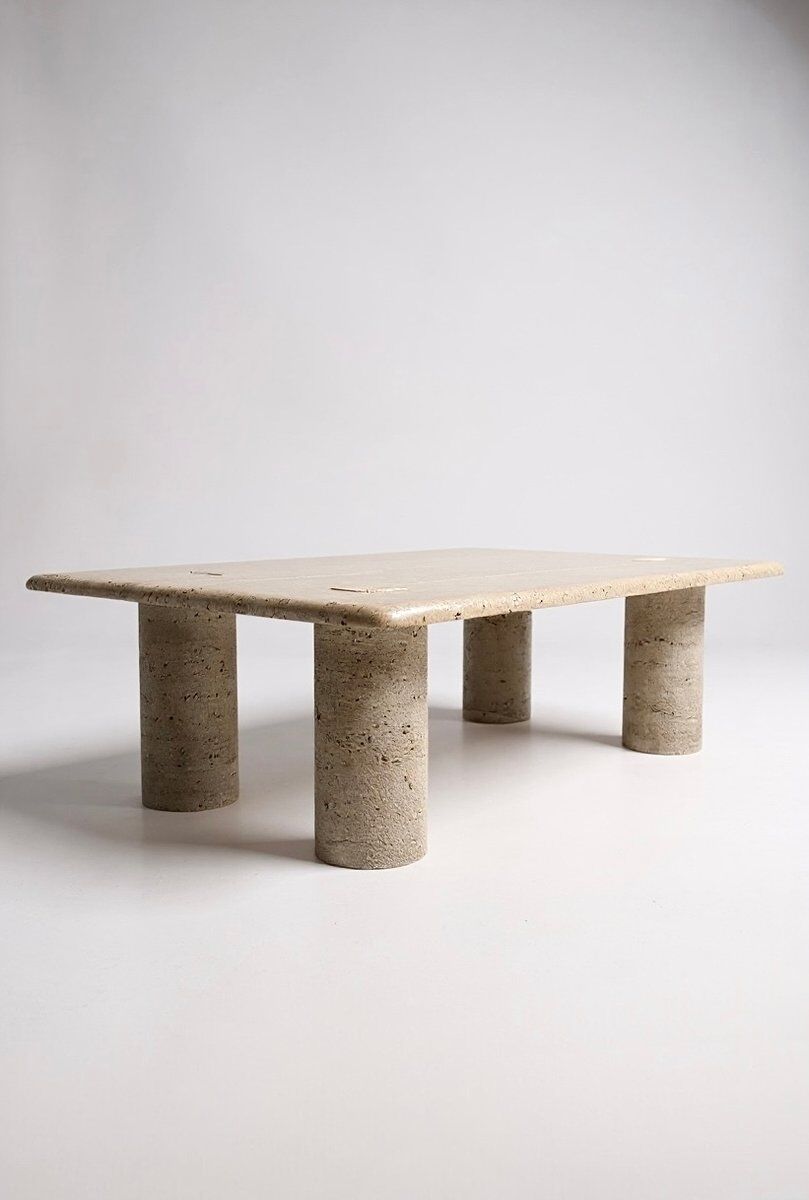 Travertine coffee table by Angelo Mangiarotti for Up & Up, 1970s.