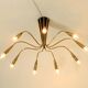 Beautiful large 9-arm Mid-Century Modern brass Sputnik ceiling lamp