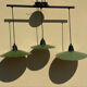 Ceiling light pendant lampshade enamelled green and white metal