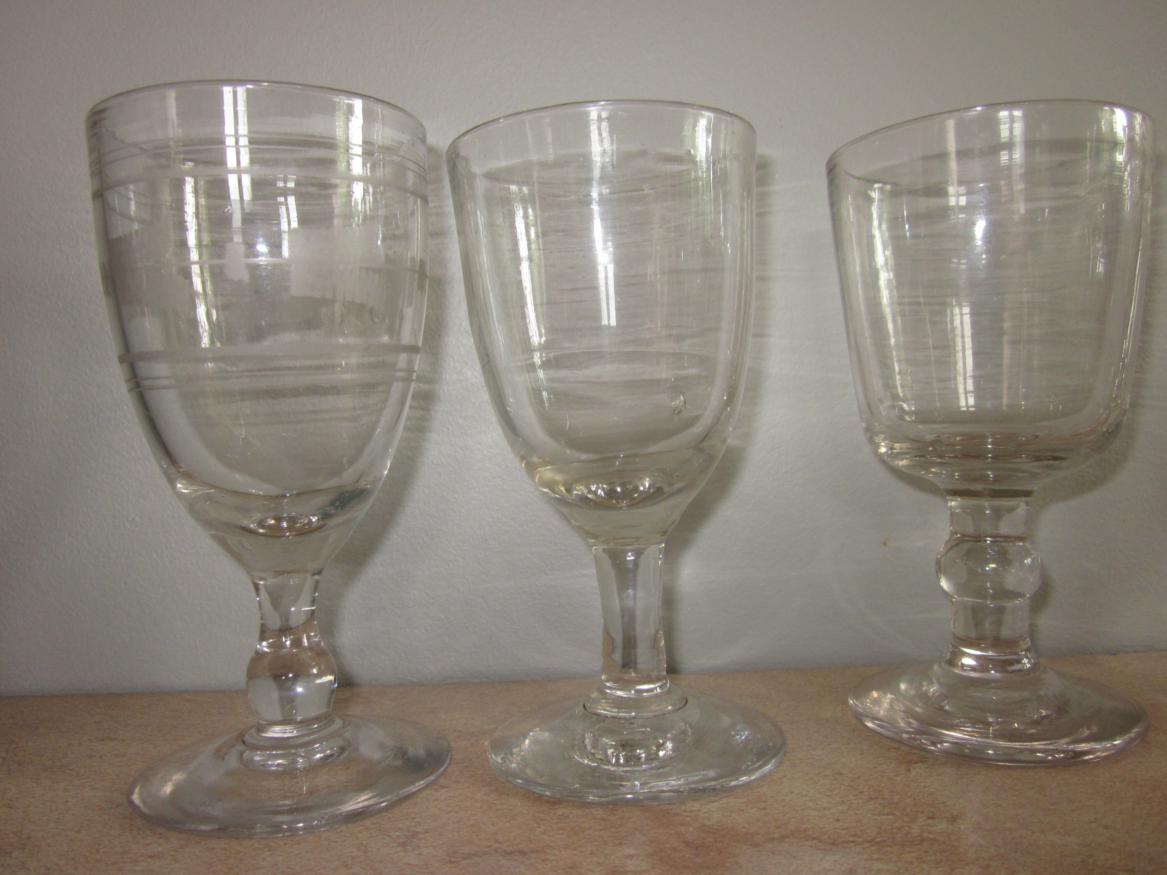 6 old bistro glasses from 1900-1920