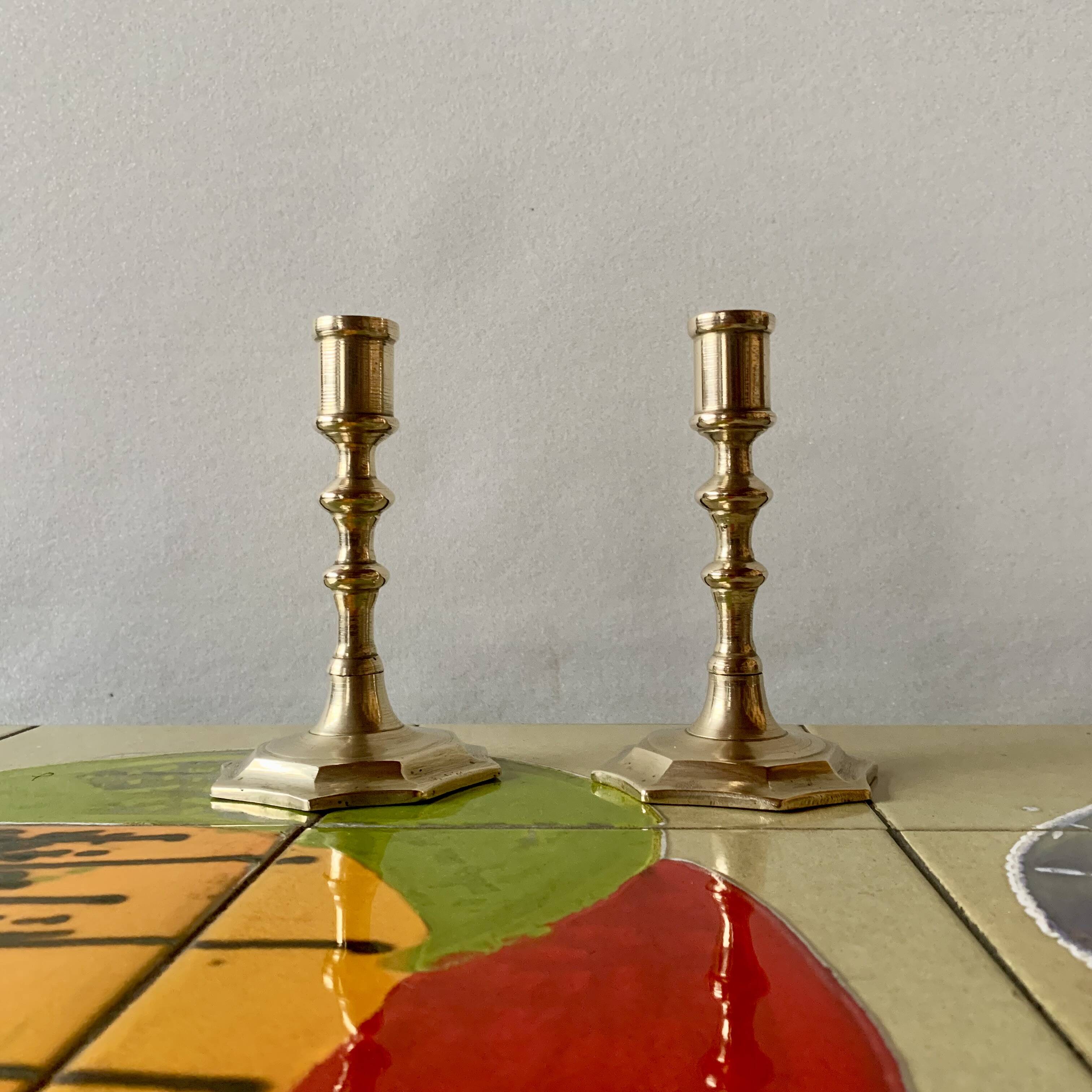 Pair of antique brass candlesticks