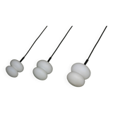 Set of 3 mid century opal glass organically shaped pendant lights, 1960s