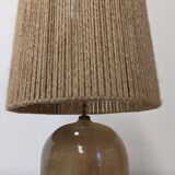 Vintage ball lamp in enamelled stoneware and jute rope