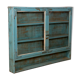 Old showcase in original blue patina Burmese teak