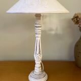 Wooden lamp foot patina white shabby
