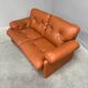 Cognac leather Coronado 2 seat sofa by B&B Italia, Italy 1960s