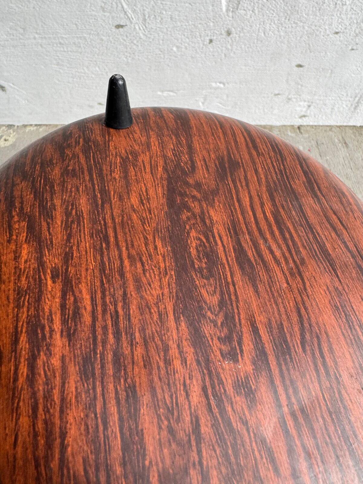 Vintage 1960s Mid-Century Brown Teak-Effect Metal Lidded Box with Gold-Tone Lining