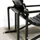 Black leather chaise longue, Eileen Gray design, 1927, France, circa 1975.