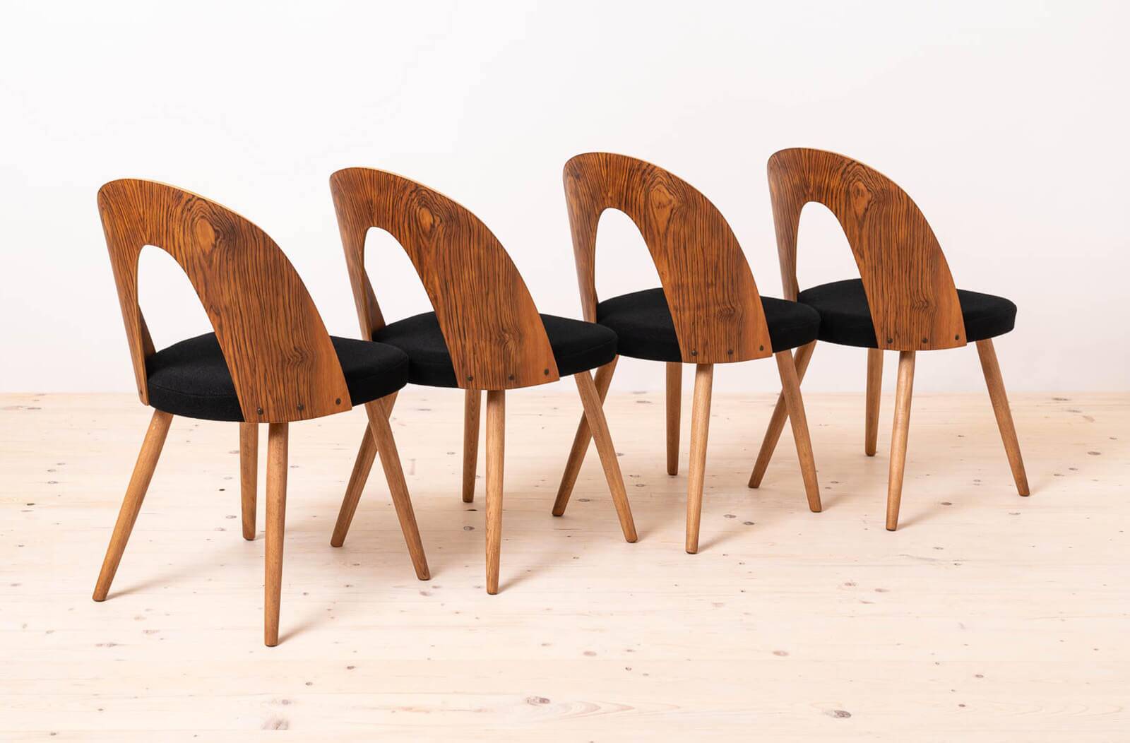 Set of 4 Mid Century Dining Chairs by A.Šuman, Reupholstered in KVADRAT