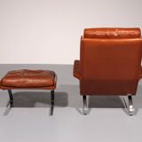 Congnac Leather COR SWING Lounch Chair whit Otterman By Adolf & Schöpfer 19