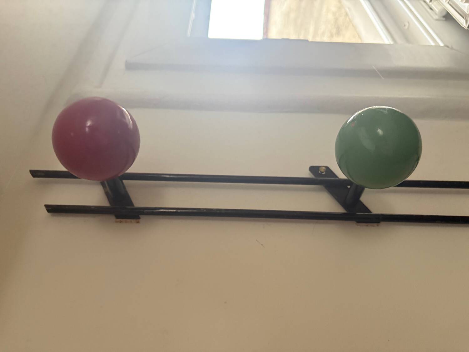 Retro coat rack with 3 red and green balls