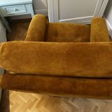 1970s yellow suede armchair