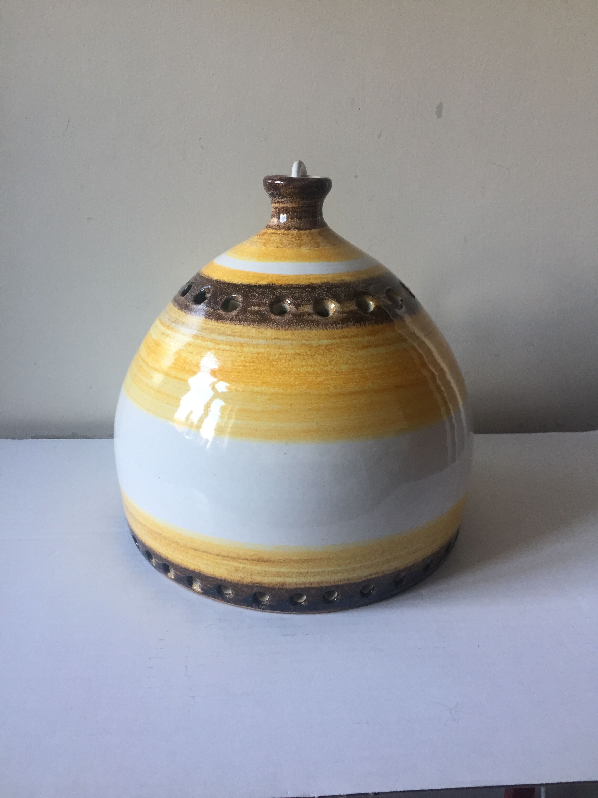 Danish 1960s Glazed Stoneware Pendant Lamp