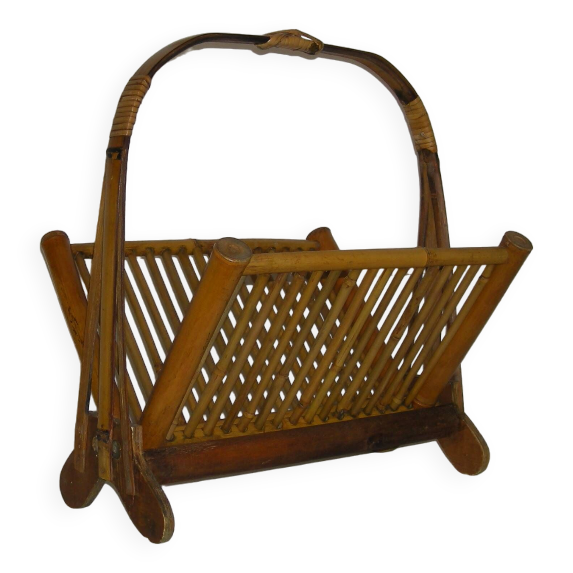Bamboo folding magazine rack from the 40s - 50s