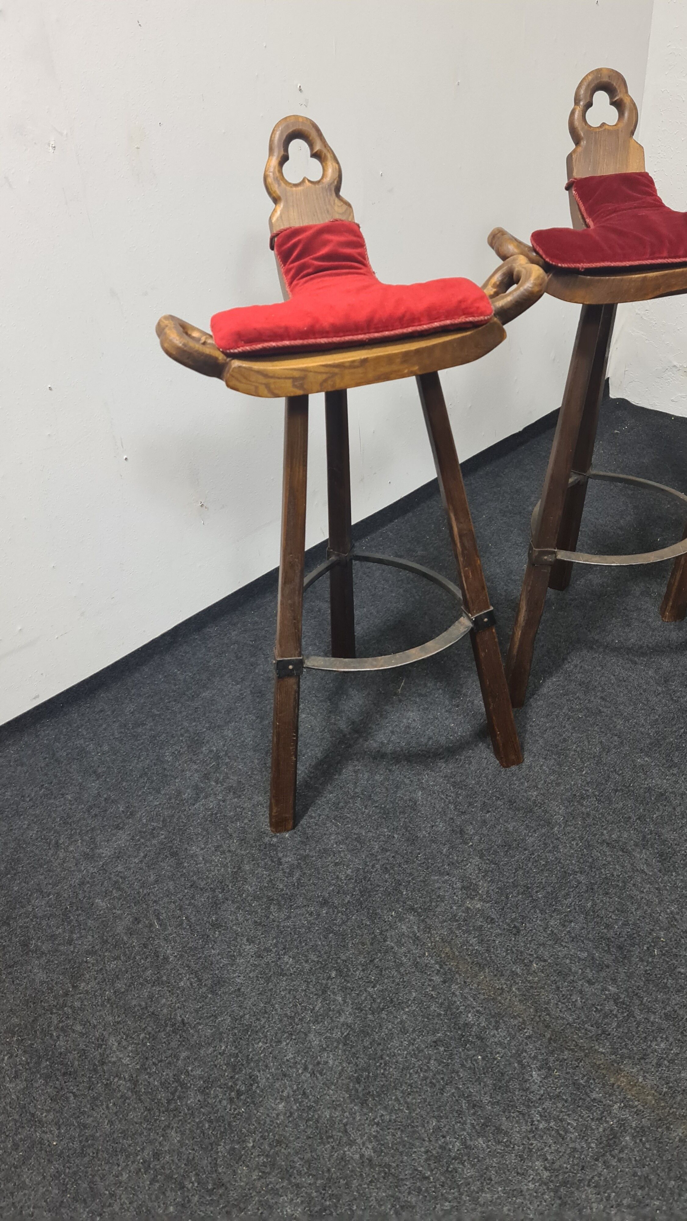 Three vintage Spanish bar stools