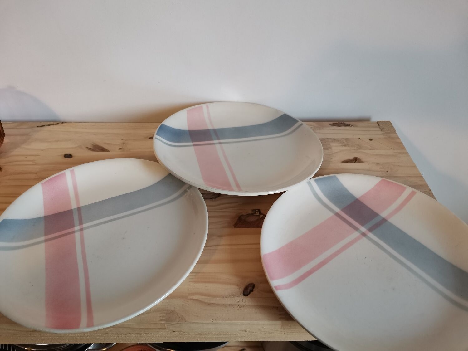 Set of 3 vintage plates vichy tile Moulin des Loups orchies under email